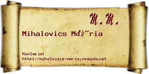 Mihalovics Mária névjegykártya